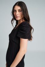 Φόρεμα ριγέ με φούσκα μανίκι by Badoo fashion - Image 2