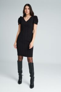 Φόρεμα ριγέ με φούσκα μανίκι by Badoo fashion