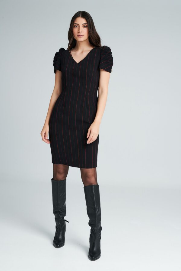 Φόρεμα ριγέ με φούσκα μανίκι by Badoo fashion - Image 1