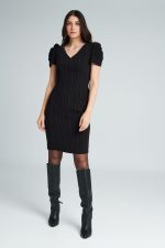 Φόρεμα ριγέ με φούσκα μανίκι by Badoo fashion