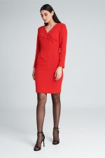 Φόρεμα κρεπ με κουμπιά στο πέτο