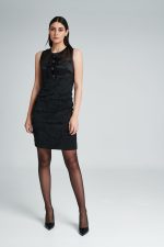 Φόρεμα μπροκάρ αμάνικο με οργάντζα - Image 4