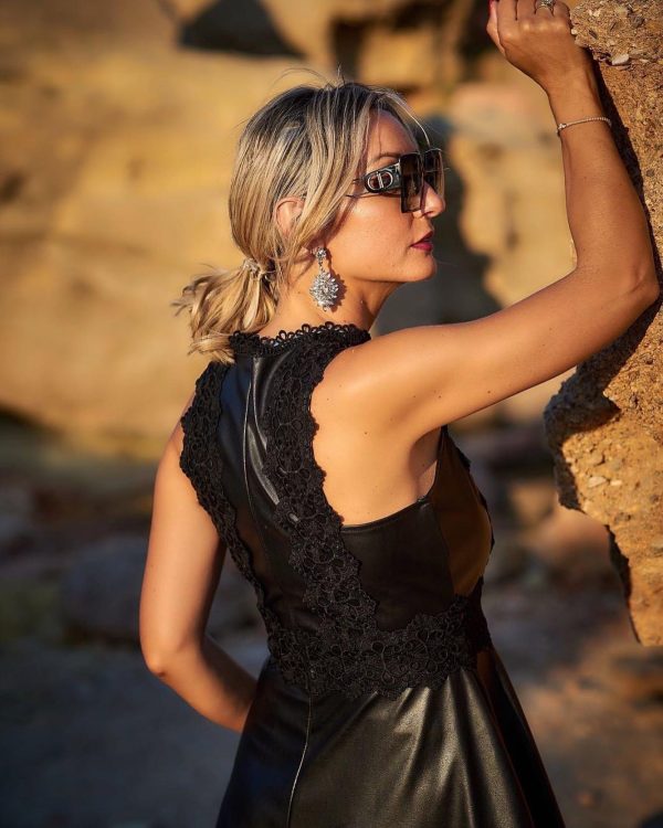 Φόρεμα δερματίνη παρτούς ώμους - Image 3