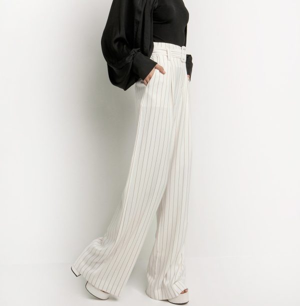 Ριγέ παντελόνα ψηλόμεση - Image 3