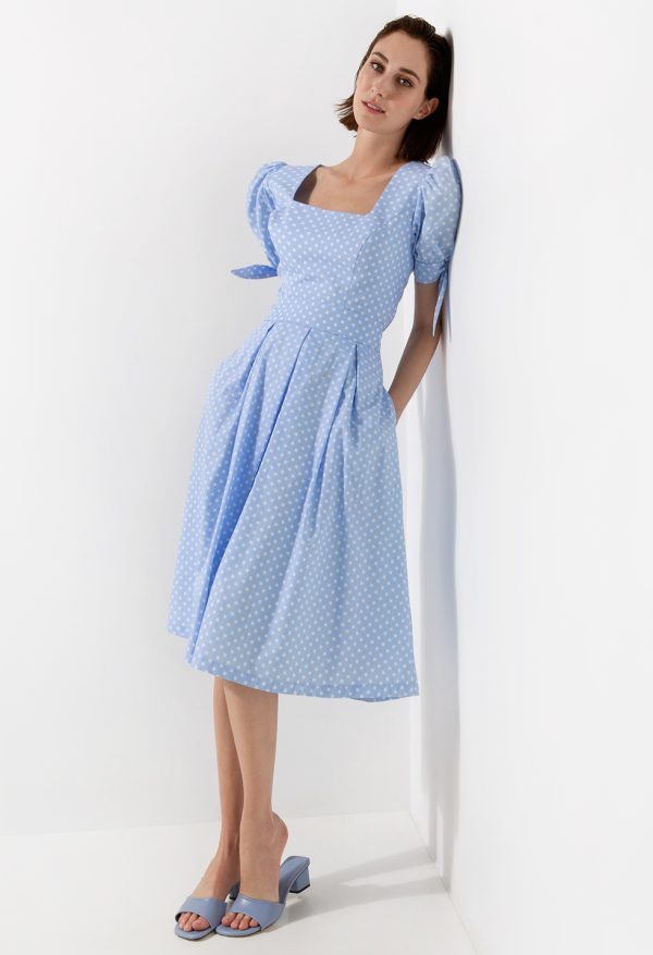 E29C0770-B6B5-417F-B57D-A8B0392F1157 Σετ Πουά φούστα με πιέτες μαζί με Κοντομάνικο πουά τοπ - Image 1