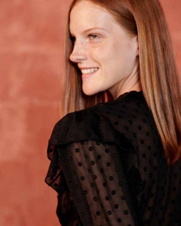 Μπλούζα διάφανη δαντέλα πουά - Image 2