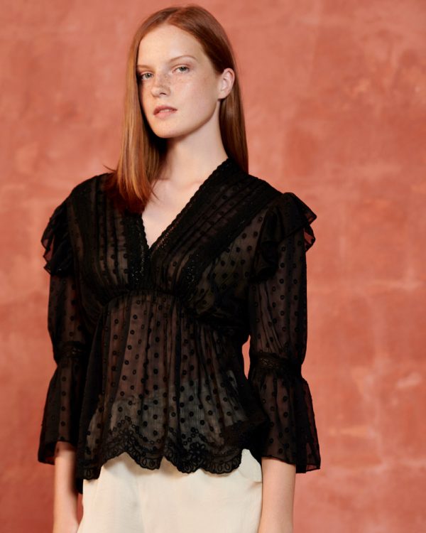Μπλούζα διάφανη δαντέλα πουά - Image 1
