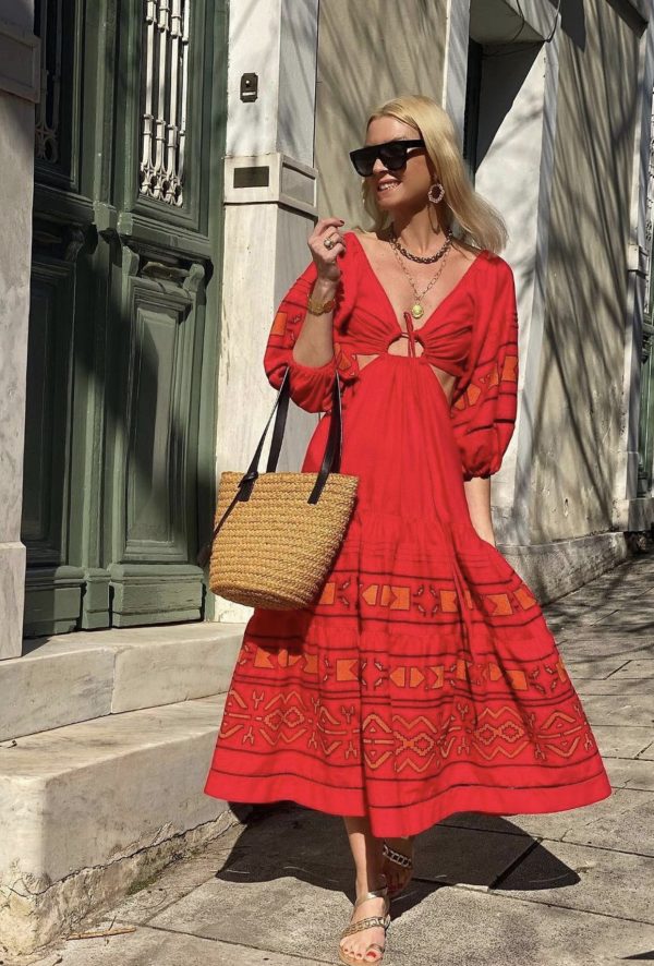 816F5AF7-F7E7-4C46-B0FC-AFF6272965A1 Φόρεμα κόκκινο με κεντήματα - Image 1