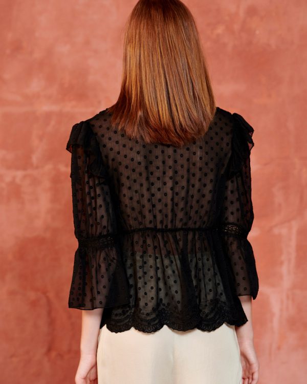Μπλούζα διάφανη δαντέλα πουά - Image 4