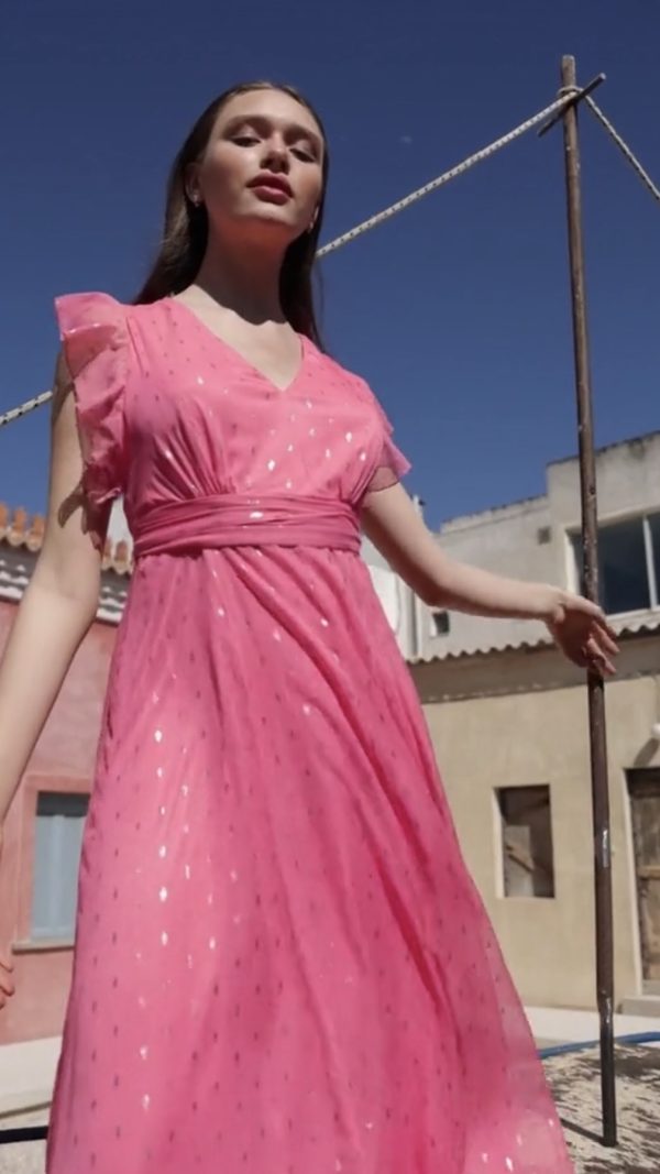 Μακρύ φόρεμα με χρυσό τύπωμα - Image 2