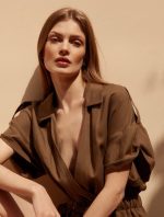 Ολόσωμο φορμάκι από λινό με ζώνη - Image 2