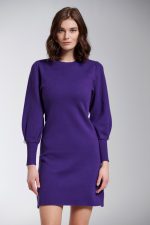 Μινι πλεκτό φόρεμα με φουσκωτά μανίκια