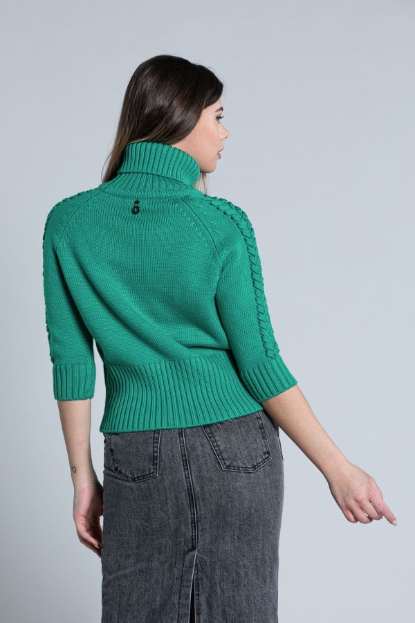 Πουλόβερ SCIT ζιβάγκο με μισό μανίκι με λεπτομέρειες από πλεξούδα - Image 3