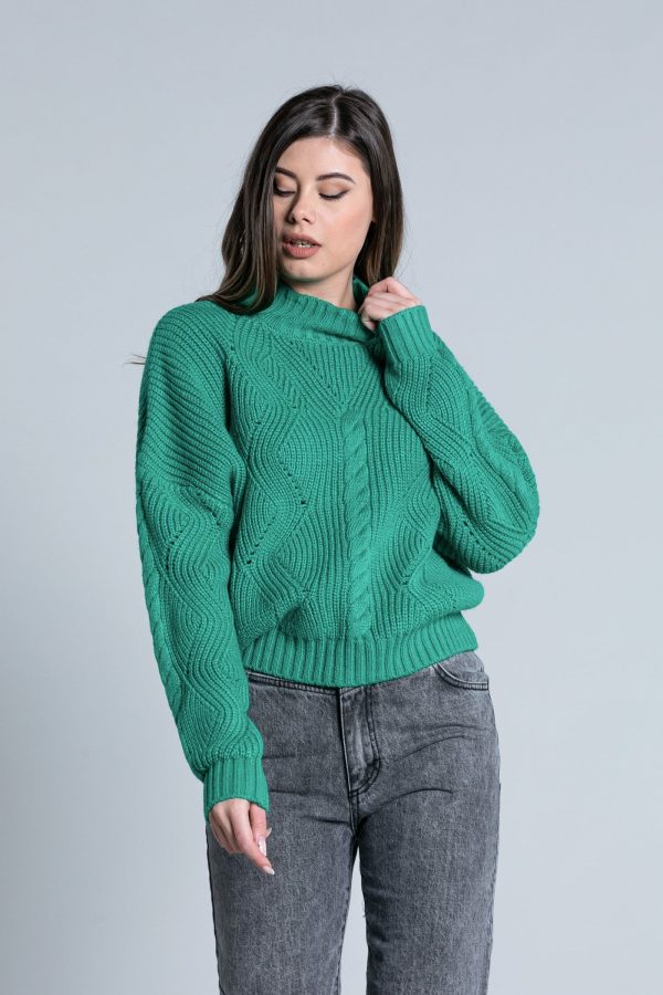 Μακρύ πουλόβερ πλεξούδα - Image 1