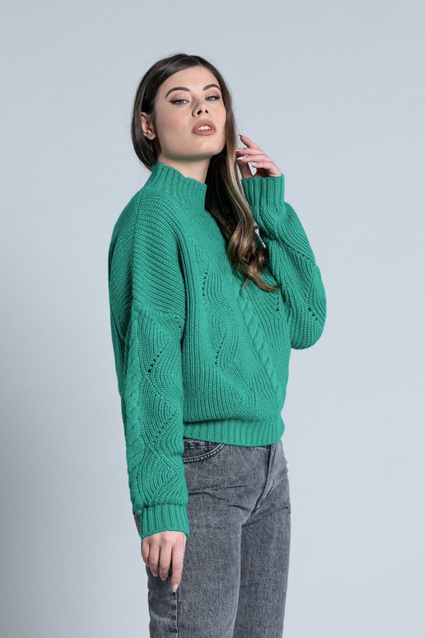 Μακρύ πουλόβερ πλεξούδα - Image 2