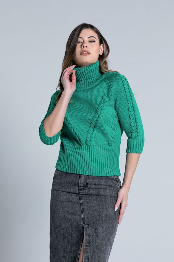 F9841D3B-F17C-4DFC-8226-5556D65A378B Πουλόβερ SCIT ζιβάγκο με μισό μανίκι με λεπτομέρειες από πλεξούδα - Image 1