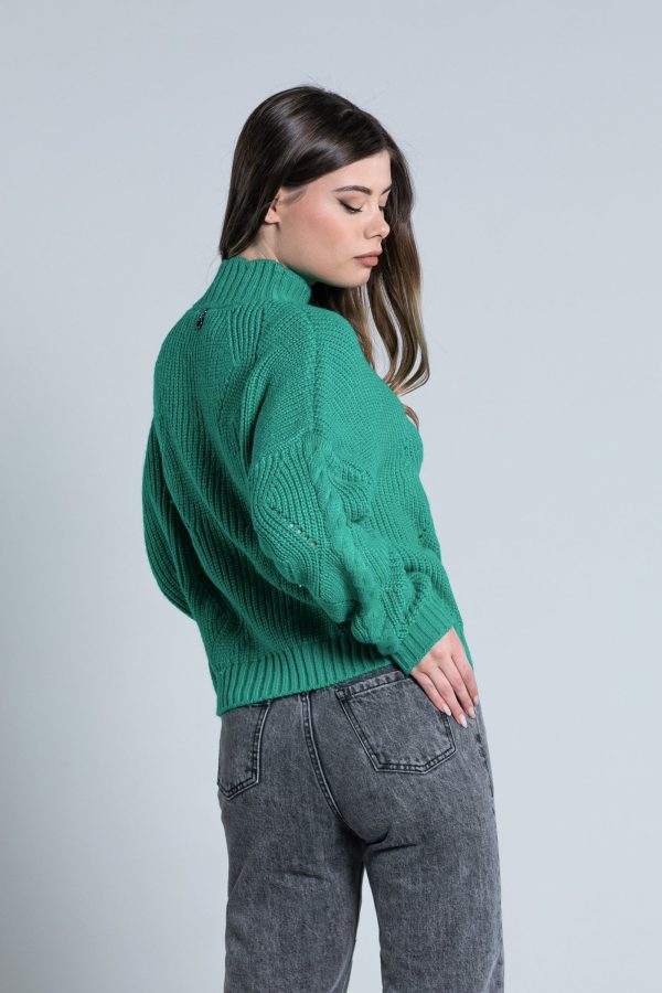 Μακρύ πουλόβερ πλεξούδα - Image 3