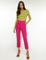 Ankle length παντελόνι με κουμπιά φούξια