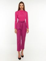 Ankle length παντελόνι με πιέτες φούξια