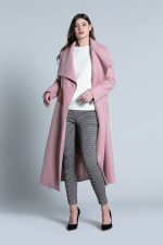 Μακρυμάνικο παλτό RIMMO με φαρδύ γιακά συν ζώνη Ροζ - Image 4