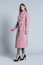 Μακρυμάνικο παλτό RIMMO με φαρδύ γιακά συν ζώνη Ροζ - Image 2