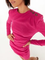 Ντραπέ φόρεμα με κουμπιά στον ώμο - Image 3