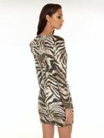 Animal print φόρεμα με πούλιες - Image 2