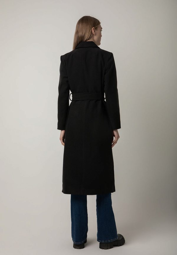 Σταυρωτό παλτό με ζώνη black - Image 2