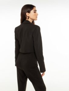 Cropped σακάκι με κουμπιά black - Image 3