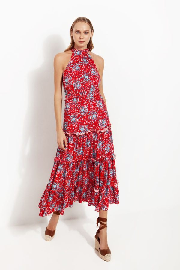 Μαξι Φλοράλ φόρεμα με παρτούς ώμους - Image 2