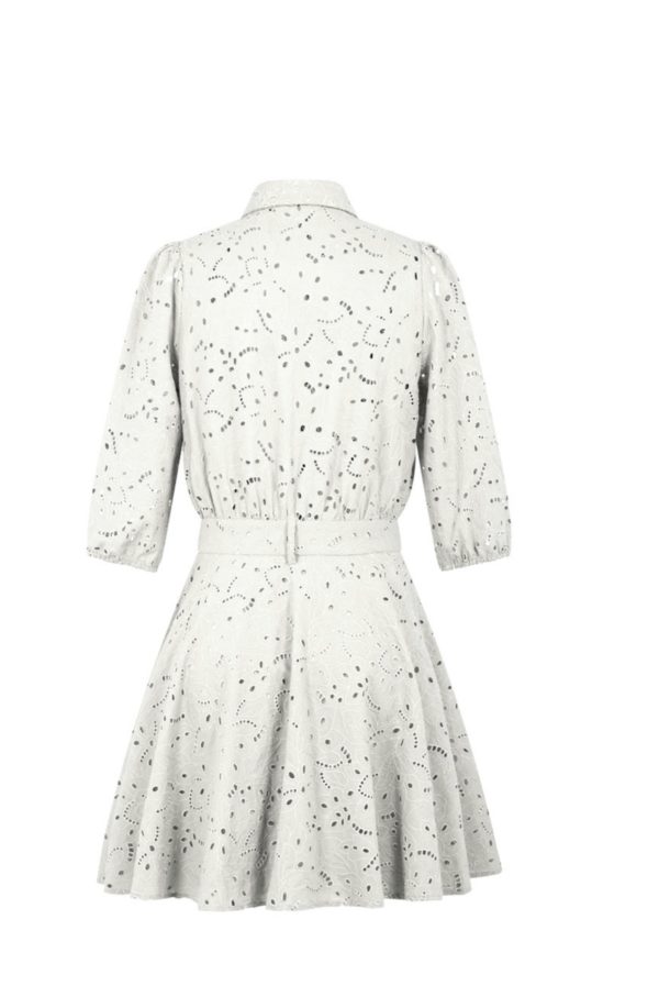 Μίνι cute Σεμιζιέ Κιπούρ φόρεμα  με ζώνη - Image 2