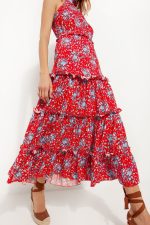 Μαξι Φλοράλ φόρεμα με παρτούς ώμους - Image 3