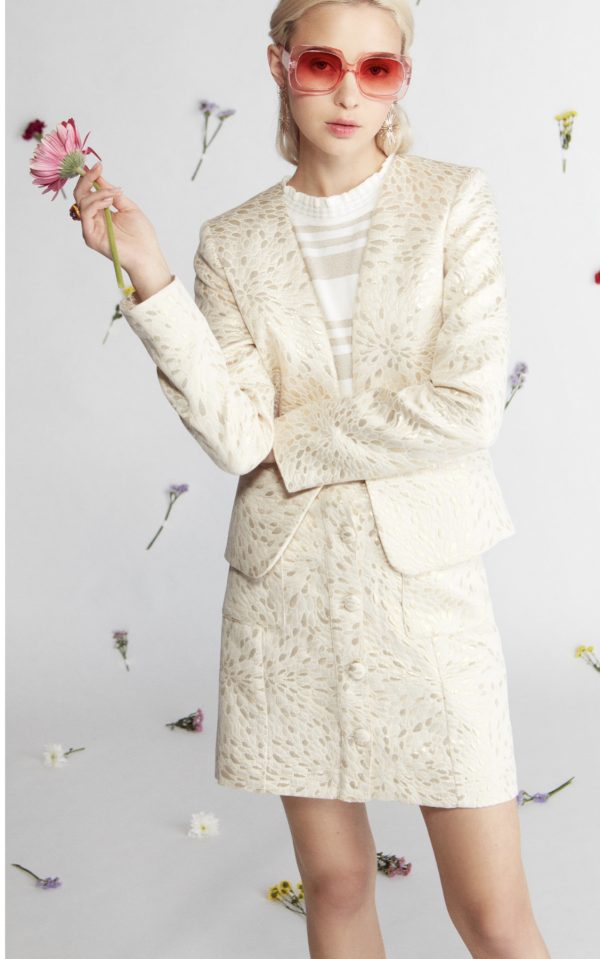 Μίνι φούστα Μπροκάρ με κουμπιά - Image 1