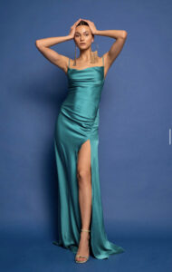 Margarita satin maxi dress petrol - Image 3