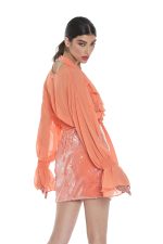 μακρυμάνικο πουκάμισο με βαθύ λαιμόκοψη και κουμπιά voilant και smocking plus - Image 4