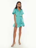 Satin φόρεμα με βολάν