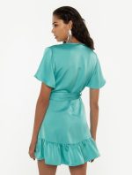 Satin φόρεμα με βολάν - Image 3