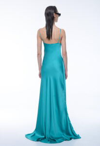 Margarita satin maxi dress petrol - Image 4