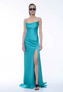 Margarita satin maxi dress petrol - Image 5