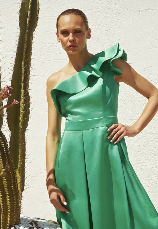 Σετ Μπούστο σατινέ με βολάν με Φούστα σατινέ με πιέτες - Image 3