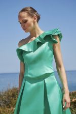 Σετ Μπούστο σατινέ με βολάν με Φούστα σατινέ με πιέτες - Image 4