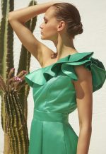 Σετ Μπούστο σατινέ με βολάν με Φούστα σατινέ με πιέτες - Image 2