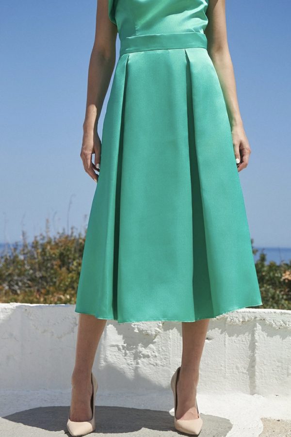 Σετ Μπούστο σατινέ με βολάν με Φούστα σατινέ με πιέτες - Image 6