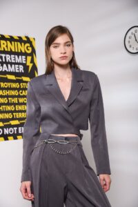 STRIKE CROP BLAZER GREY - Image 2