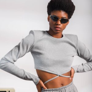 CARDS CROP TOP GREY