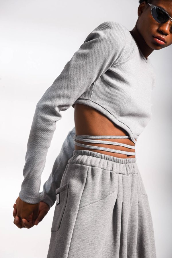 CARDS CROP TOP GREY - Image 3