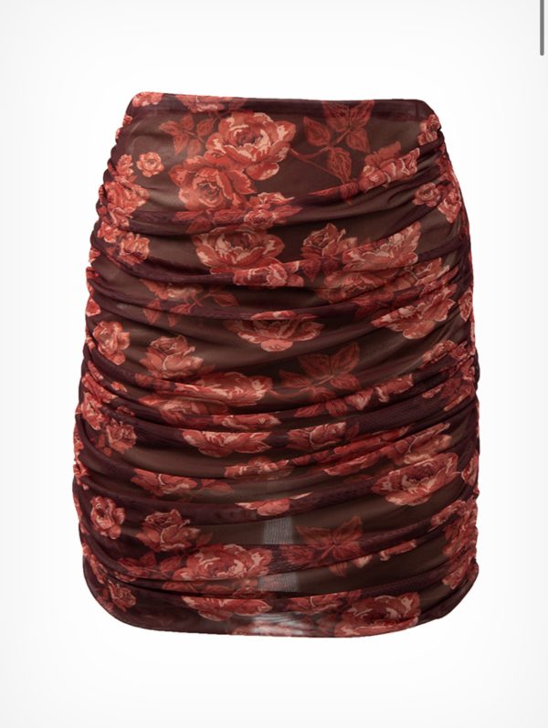Φούστα Floral Mya Μπορντώ - Image 3