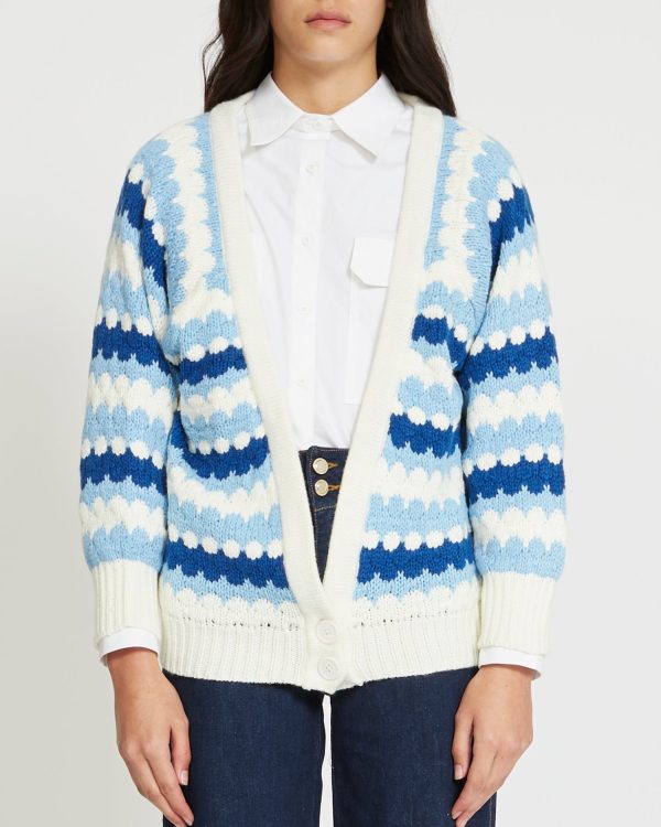 KNITTED CARDIGAN WITH GEOMETRIC PATTERN - Image 1