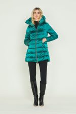 μακρυμάνικο πουπουλένιο μπουφάν με κουκούλα, κορδόνι, φερμουάρ και σατέν τσέπες - Image 5