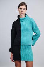 Blouse Turtleneck Two-Tone